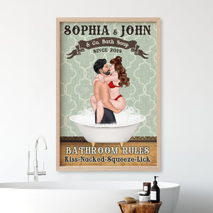 Bathroom Rules Kiss Nacked Squeeze Lick, Personalized Canvas Poster, Gifts For Him - Gifts For Her - Poster & Canvas - GoDuckee