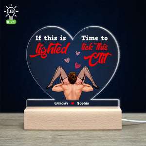 If This Is Lighted Time To Lick This Clit, Personalized 3D Led Light, Gifts For Him, Gift For Her - Led Night Light - GoDuckee