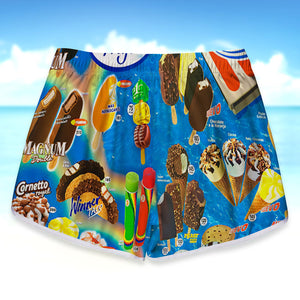 Gift For Ice Cream Lover, Personalized Couple Beach Shorts, Summer Ice Cream Beach Short, Couple Gift 04NATI070723 - Beach Shorts - GoDuckee