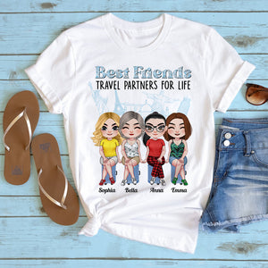 Best Friends Travel Partners For Life, Personalized Shirt, Gifts For Best Friends - Shirts - GoDuckee