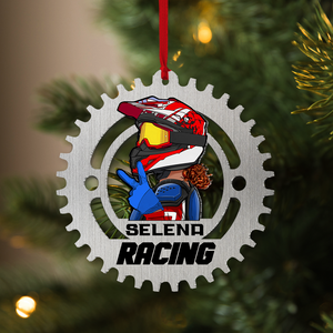 Gift For Racing Girl, Personalized Ornament, Racing Girl Looking Back Ornament, Christmas Gift - Ornament - GoDuckee