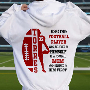 A Football Mom Who Believed In Him First Personalized Sweatshirt, Gift For Mom, Football Lovers Gift - Shirts - GoDuckee