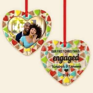 First Christmas Engaged Ornament, Personalized Gifts For Couple 01qhmg030925 - Ornament - GoDuckee