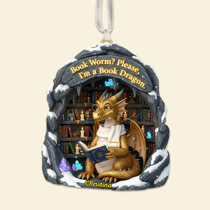 Bookworm Christmas Ornament Personalized Gifts For Book Lovers 04HYMG241025 - Ornament - GoDuckee