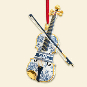 Violin Toile de Jouy Ornament - Personalized Gifts For Violin Lover Christmas Ornament 02PGMG131025 - Ornament - GoDuckee