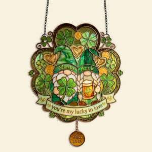 Lucky In Love - Personalized Gifts For Couple Suncatcher Ornament 04PAMG100226 - Ornament - GoDuckee
