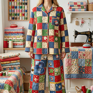 Sewing Patchwork Pajama Set - Personalized Gifts For Sewing Lovers 03pamg101225 - Pajama Set - GoDuckee