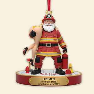 Naughty Firefighter Couple Ornament - Personalized Gift For Couple Christmas Ornament 06OHMG241125 - Ornament - GoDuckee