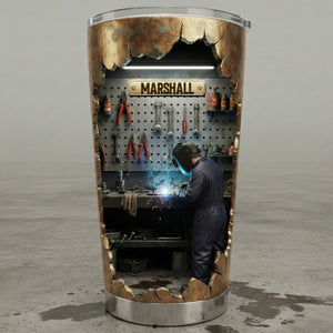 Hard At Work Welder Tumbler - Personalized Gift For Welders 05KIMG301225 - Tumbler Cup - GoDuckee