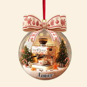 Christmas Coffee Lover Ornament - Personalized Gift For Coffee Lover Ornament 01PAMG021025 - Ornament - GoDuckee