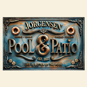 Pool & Patio Metal Sign - Personalized Gifts For Family 02qhhg070725 - Metal Signs - GoDuckee