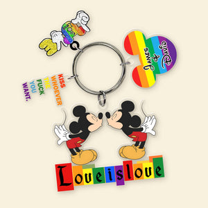 Personalized Gifts For LGBT Couple Keychain 02xqdc250624 Love Is Love - Keychains - GoDuckee