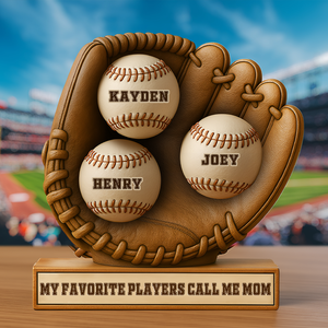 Personalized Gift For Baseball Mom Acrylic Plaque, My Favorite Players Call Me Mom 03XQLU050425 - Shaped Plaques - GoDuckee