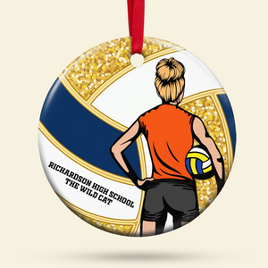 Volleyball-Personalized Ceramic Circle Ornament-Christmas Gift-Gift For Volleyball Lovers - Ornament - GoDuckee