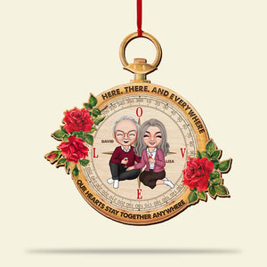 Our Hearts Stay Together Anywhere-Personalized Wood Ornament -Gift For Him/ Gift For Her- Compass Couple Wood Ornament - Ornament - GoDuckee