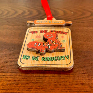 Tis The Season To The Naughty, Couple Gift, Personalized Wood Ornament, Naughty Cookie Couple Ornament, Christmas Gift - Ornament - GoDuckee
