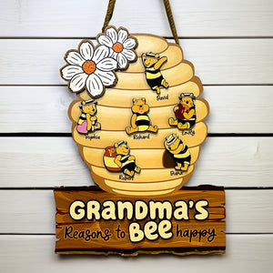 Personalized Gifts For Grandma Wood Sign Grandma's Reasons To Bee Happy 05htqn060224 - Wood Signs - GoDuckee