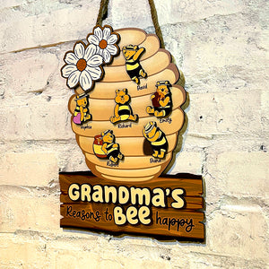 Personalized Gifts For Grandma Wood Sign Grandma's Reasons To Bee Happy 05htqn060224 - Wood Signs - GoDuckee