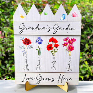 Personalized Gifts For Grandma Wood Sign Grandma Flowers Garden - Wood Signs - GoDuckee