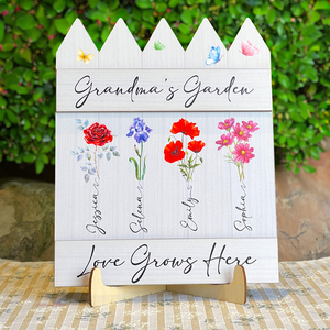 Personalized Gifts For Grandma Wood Sign Grandma Flowers Garden - Wood Signs - GoDuckee