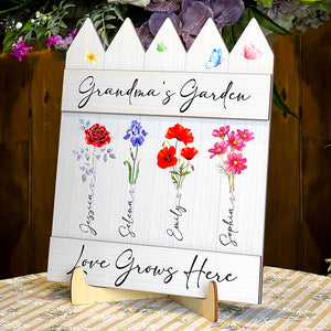 Personalized Gifts For Grandma Wood Sign Grandma Flowers Garden - Wood Signs - GoDuckee
