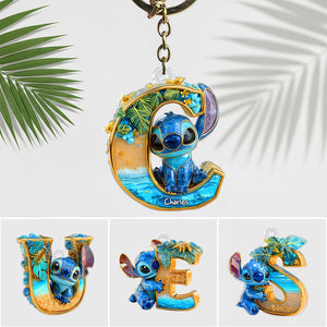 Cute Blue Monster Keychain - Custom Letter Gifts For Movie Lover 04TGLU190525 - Keychains - GoDuckee