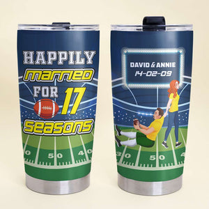Personalized Gifts For American Football Couple 20oz Tumbler Happily Married 02TOLU110125PA - Tumbler Cup - GoDuckee