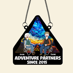Personalized Anniversary Gifts For Travel Couple Window Hanging Suncatcher Adventure Partners 01KALU120225PA - Ornament - GoDuckee