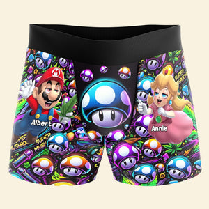 Personalized Gifts For Him Men's Boxers, Weed And Super Mushroom 01TGLU060125 - Boxer Briefs - GoDuckee