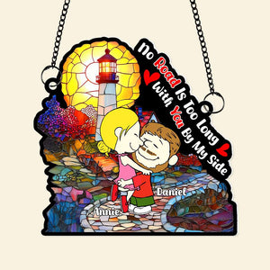 Personalized Gifts For Couples Suncatcher Ornament Hugging Cartoon Couple 01KALU110125HG - Ornament - GoDuckee