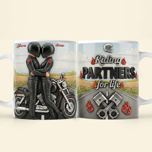 Biker Couple Coffee Mug - Personalized Gifts For Couple Coffee Mug 04NATA230126 - Coffee Mug - GoDuckee