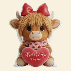 Highland Cow Valentine Custom Shaped Pillow - Personalized Gifts For Couple 03hyta161225 - Pillow - GoDuckee
