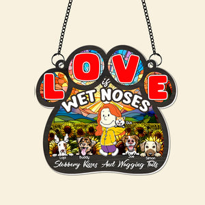 Personalized Gifts For Mom Suncatcher Mom & Furry Babies In Floral Landscape 02KALU240225HH - Ornament - GoDuckee