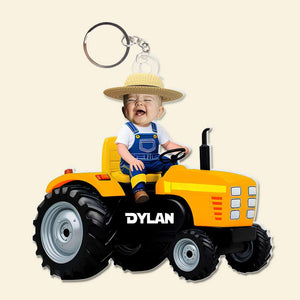 Customized Photo Gifts For Kid Acrylic Keychain Riding Tractor 03XQLU111224 - Keychains - GoDuckee