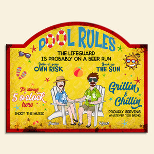 Personalized Gifts For Couples Metal Sign- Summer Pool Rules 01XQLU110225PA - Metal Signs - GoDuckee