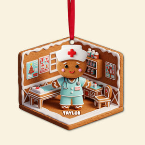 Nurse Gingerbread Christmas Wood Ornament - Personalized Gift For Nurses 06PGLU160825 - Ornament - GoDuckee
