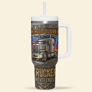 Old Trucker 40oz Tumbler - Personalized Gifts For Trucker Tumbler 03PATA250326 - Tumbler Cup - GoDuckee