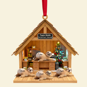 Happy Workplace Sloth Ornament - Personalized Gifts For Coworkers 05OHLU141125 - Ornament - GoDuckee