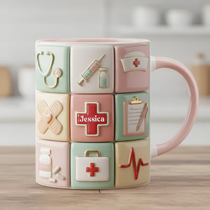 Medical Patchwork Accent Mug - Personalized Gifts For Nurses 01TOLU281025 - Coffee Mug - GoDuckee