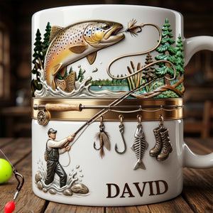 Hooked on Fishing White Coffee Mug - Personalized Gift For Fishing Lovers 02PALU201225 - Coffee Mug - GoDuckee