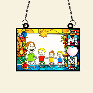 Personalized Gifts For Mom Suncatcher, Mom Holding Children's Hands Vibrant Flower Frame 02QHLU260225HH - Ornament - GoDuckee