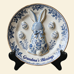 Grandma's Blessing Round Plate - Personalized Easter's Day Gift For Grandma 01NALU040226 - Ceramic Round Plate - GoDuckee
