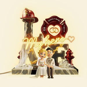 Firefighter Wedding Couple Acrylic Light Box - Personalized Gift For Couples 03PATA091225 - Light Box - GoDuckee