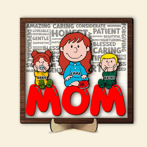 Personalized Gifts For Moms 2 Layers Wood Sign Moms & Little Ones 02TOLU090125HH - Wood Sign - GoDuckee