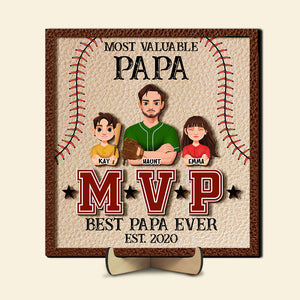 Most Valuable Baseball Dad, Personalized Gifts For Dad Wood Sign 01TOLU210125HG - Wood Sign - GoDuckee