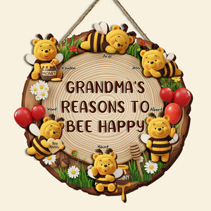 Adorable Little Bees Wood Sign - Personalized Gifts For Grandma 03OHLU300525 - Wood Sign - GoDuckee