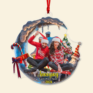 Custom Photo Gifts For Couple Ornament 03dglu200924 Christmas Moon House - Ornament - GoDuckee