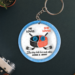 Personalized Gifts For Ice Hockey-loving Couple Keychain 01hupu240125 - Keychains - GoDuckee