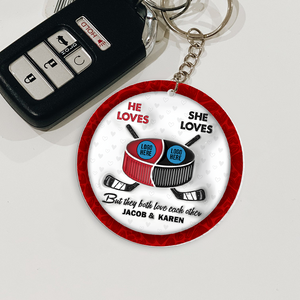Personalized Gifts For Ice Hockey-loving Couple Keychain 01hupu240125 - Keychains - GoDuckee