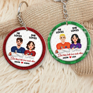 Personalized Gifts For American Football-loving Couple Keychain 02hupu230125hg - Keychains - GoDuckee